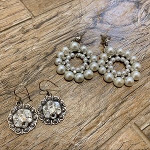 Rhinestone and Pearl Earring Lot